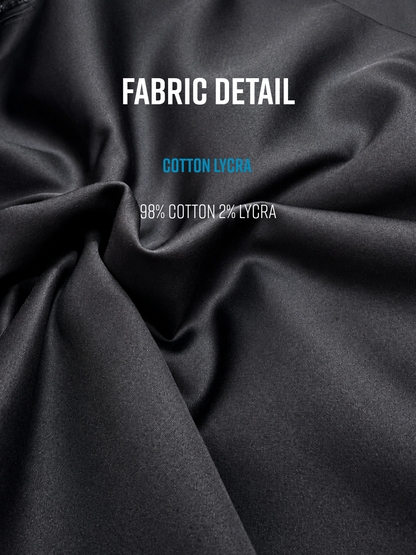 Men's Black Cotton Lycra Formal Shirt | Stretch, Breathable & Wrinkle-Resistant | Royson Tailors