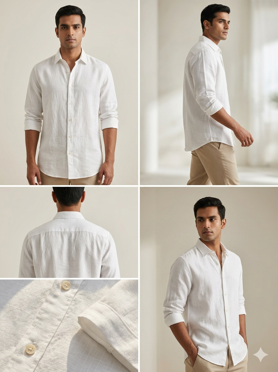 MEN WHITE LINEN SHIRT