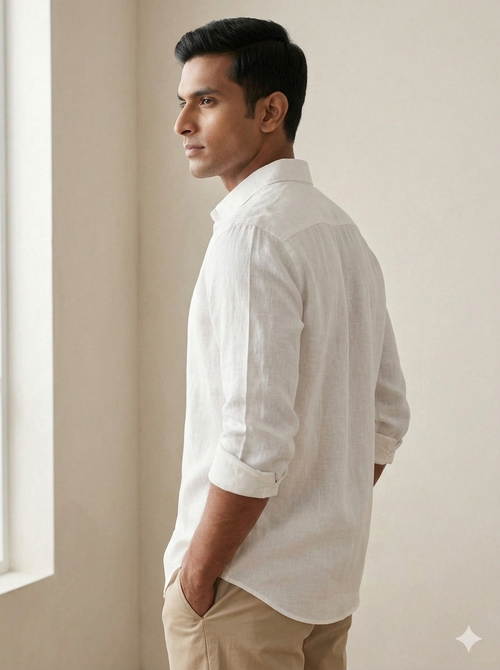 MEN WHITE LINEN SHIRT