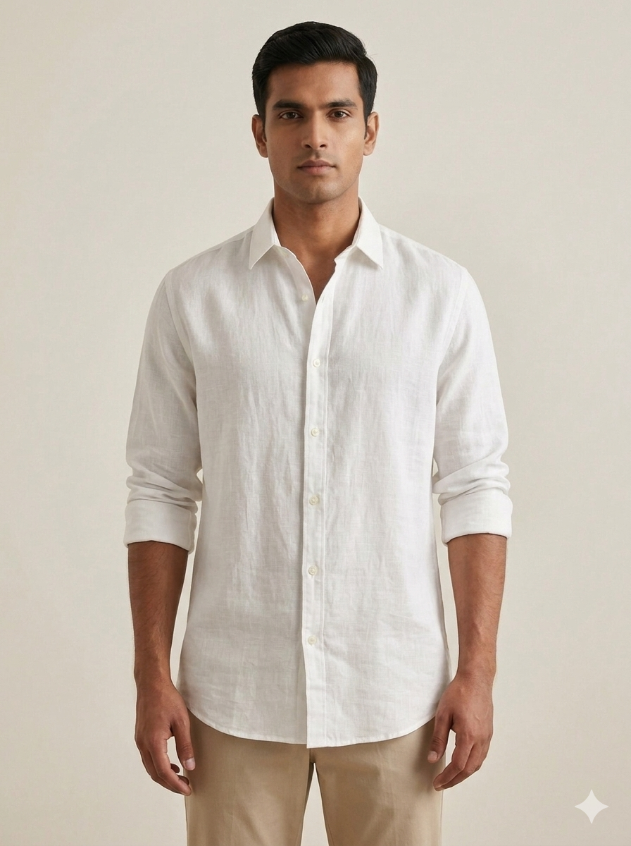 MEN WHITE LINEN SHIRT